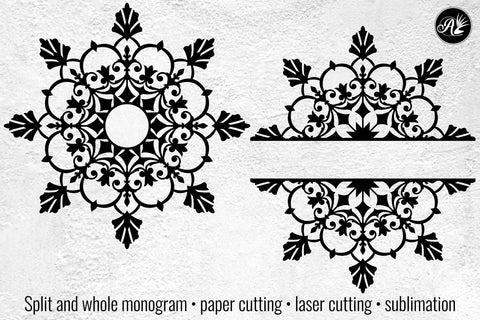 8-point Floral Mandala Monogram cut files SVG Angel on Empire 