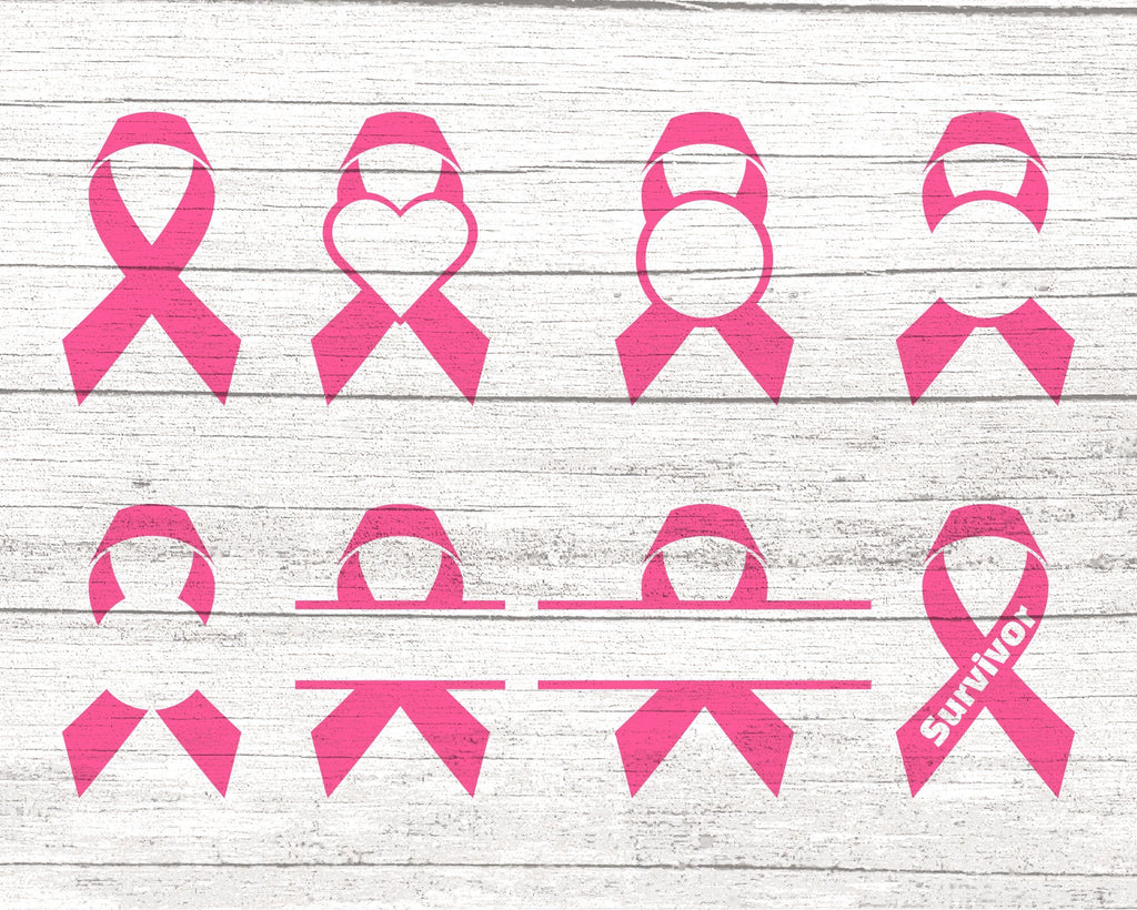 8 Ribbon monogram svg, Ribbon SVG Bundle, Cancer Ribbon SVG, Ribbon ...