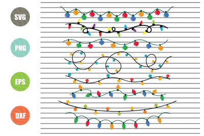 8 Styles Christmas Lights Svg Png Dxf Eps Cut Files SVG Artstoredigital 