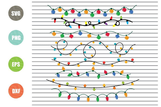 8 Styles Christmas Lights Svg Png Dxf Eps Cut Files SVG Artstoredigital 