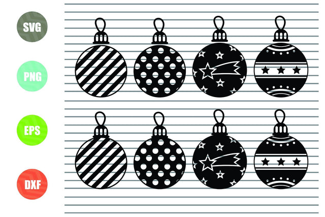 8 Styles Christmas Ornaments (1) Svg Png Dxf Eps Cut Files SVG Artstoredigital 