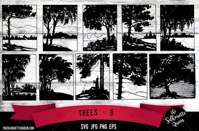 8. Trees - 8 SVG -Vector Art Commercial & Personal Use- Cricut,Silhouette,Cameo,Vinyl Cut SVG Loveleen Kaur 