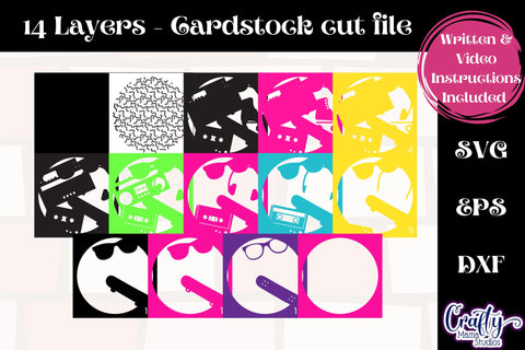 80s Svg Shadow Box, 3D Layered Neon Cassette Tape Svg File SVG Crafty Mama Studios 