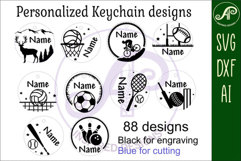 88 personalized keychain DIGITAL designs SVG bundle SVG APInspireddesigns 