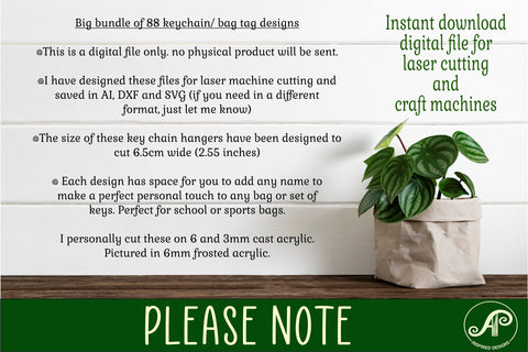 88 personalized keychain DIGITAL designs SVG bundle SVG APInspireddesigns 