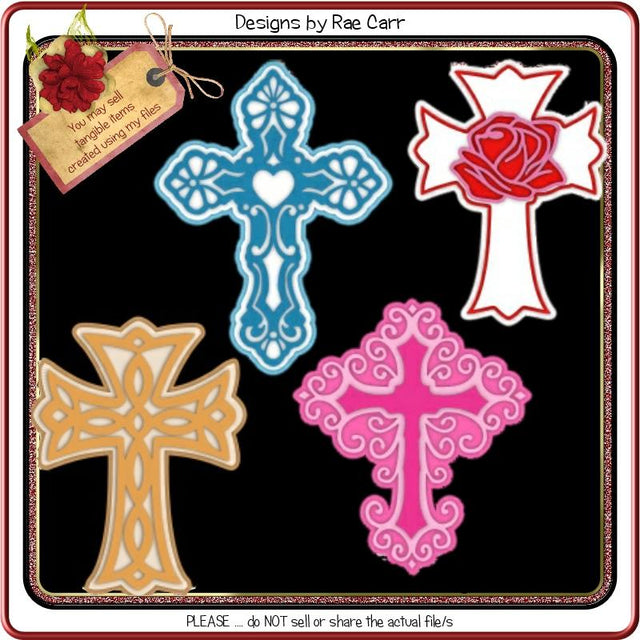 885 Set of 4 Crosses and Layers SVG Designs by Rae