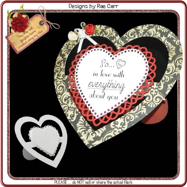 890 Open Heart Easel Card SVG Designs by Rae 