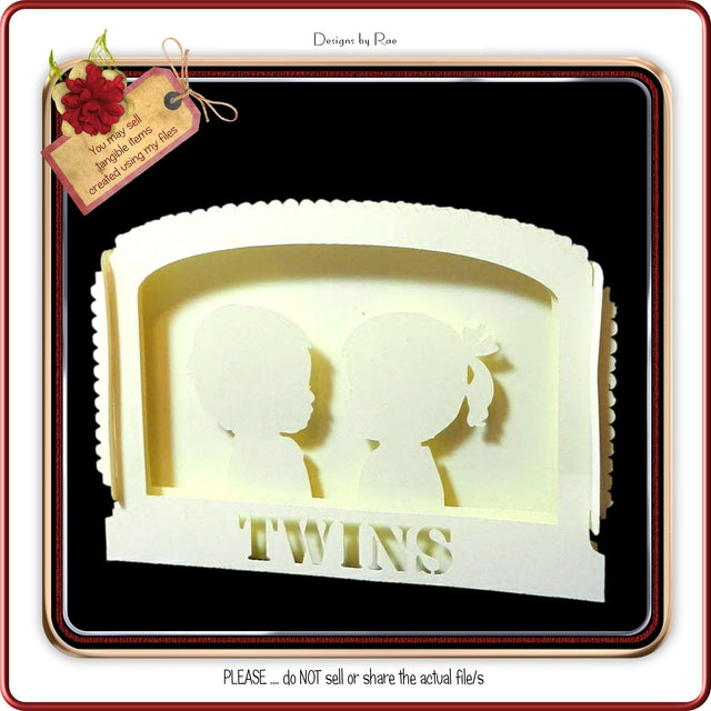 899 Baby Twins Card SVG Designs by Rae 