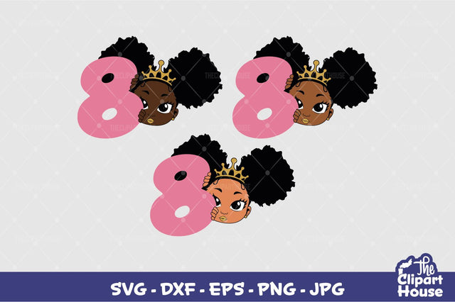 8th Birthday Girl Peek SVG The Clipart House 