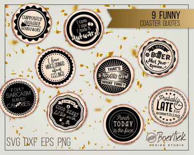 9 Funny coaster quotes SVG Boertiek 
