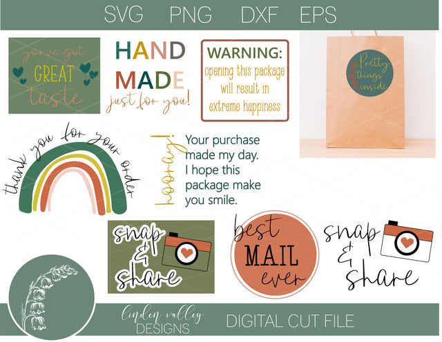 9 pc Boho Thank You Tag SVG SVG Linden Valley Designs 