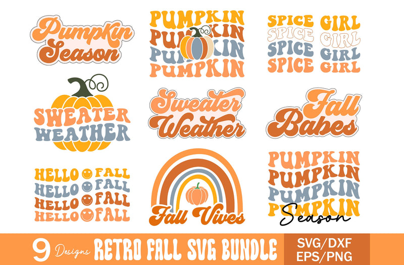 9 Retro Fall SVG Bundle, fall, Autumn Fall svg, Fall Retro svg, Hello ...