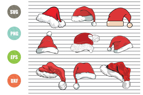 9 Styles Santa Hat Christmas Svg Png Eps Dxf Cut Files SVG Artstoredigital 