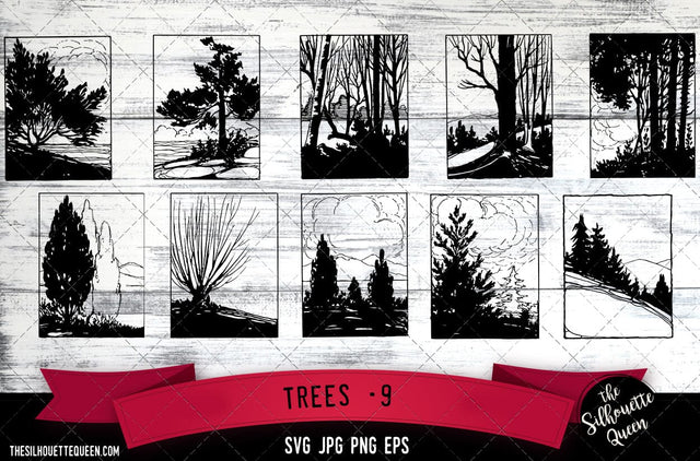 9. Trees - 9 SVG -Vector Art Commercial & Personal Use- Cricut,Silhouette,Cameo,Vinyl Cut SVG Loveleen Kaur 