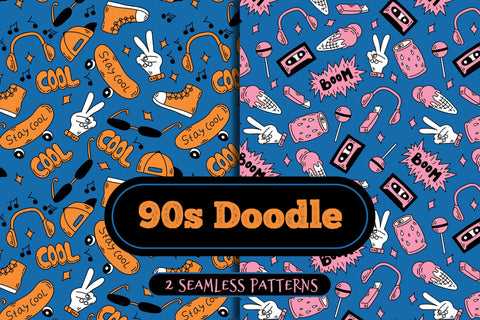 90s Doodle Seamless Patterns Digital Pattern Rin Green 