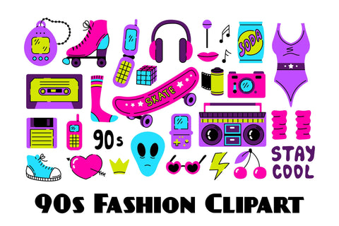 90s Fashion Clipart Sublimation Rin Green 