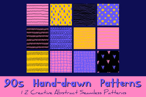 90s Hand drawn Patterns & Backgrounds Digital Pattern Rin Green 