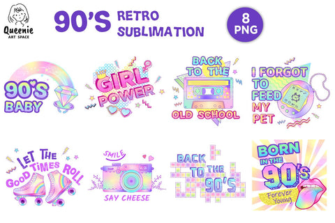 90s Retro Sublimation Bundle Sublimation Q-nie Art Space 