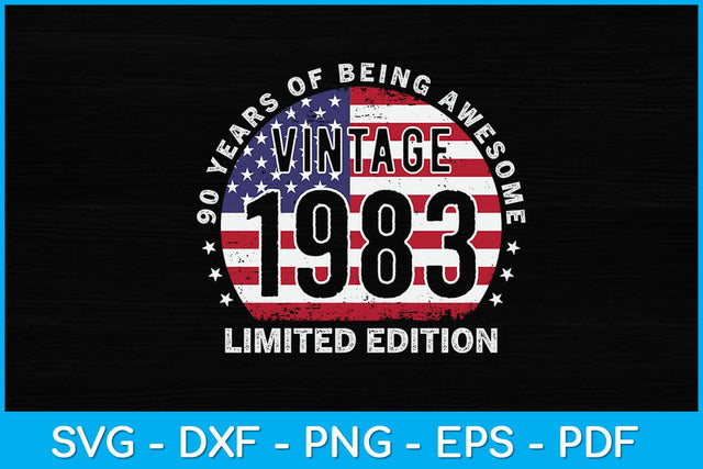 90th Birthday Gifts Vintage 1933 90 Years Old USA Flag Svg Design SVG artprintfile 