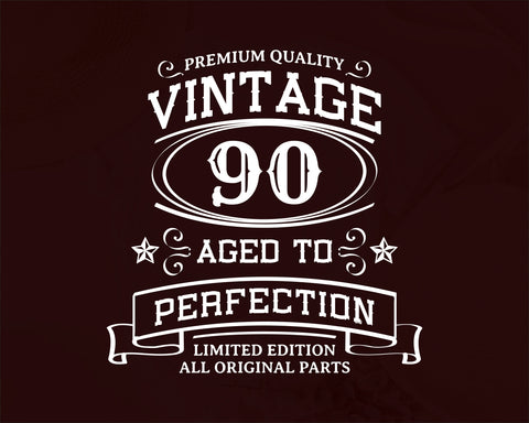 90th Birthday SVG, Vintage Birthday, limited edition svg, funny birthday SVG, Original Parts, Cut File, Instant Download SVG Fauz 