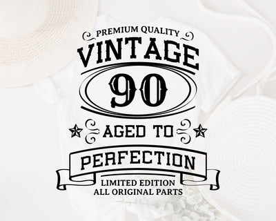 90th Birthday SVG, Vintage Birthday, limited edition svg, funny birthday SVG, Original Parts, Cut File, Instant Download SVG Fauz 