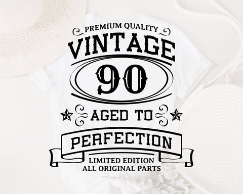 90th Birthday SVG, Vintage Birthday, limited edition svg, funny birthday SVG, Original Parts, Cut File, Instant Download SVG Fauz 