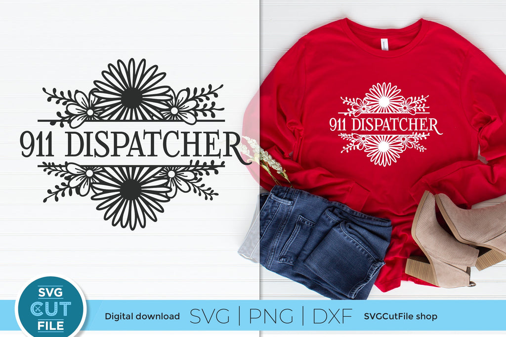 911 Dispatcher floral svg - 911 dispatcher svg with flowers - So Fontsy