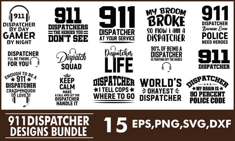 911 Dispatcher SVG Designs Bundle - So Fontsy
