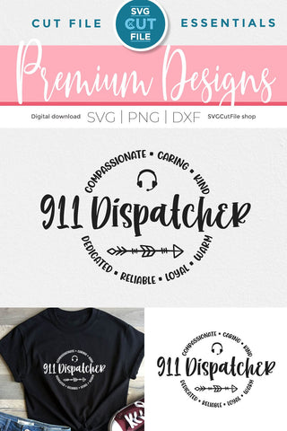 911 Dispatcher svg with round circle design SVG SVG Cut File 