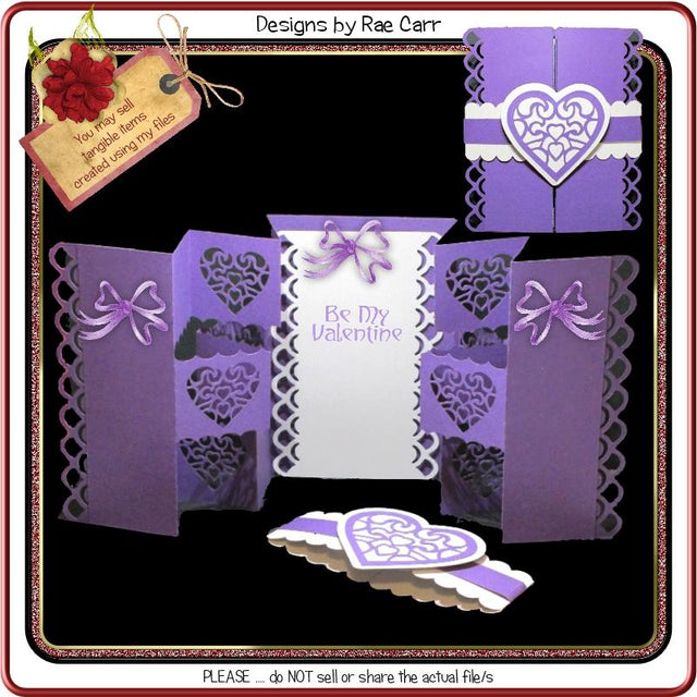 936 Hearts Shutter Card with Band SVG Designs by Rae 