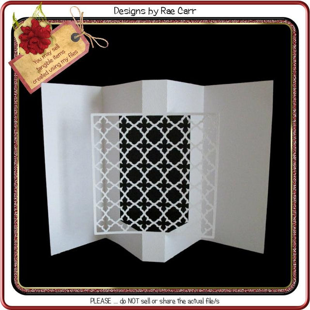 943 Lattice Center Pop Out Screen Fold Greeting Card SVG Designs by Rae 