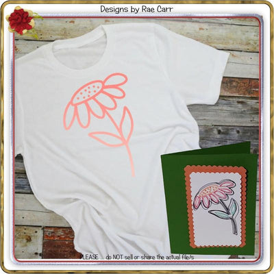 986 Flower Sketch Greeting Card, Foil, or Vinyl SVG Designs by Rae 
