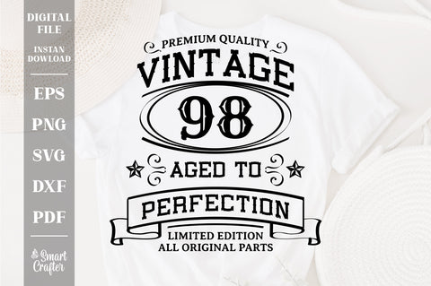 98th Birthday SVG, Vintage Birthday, limited edition svg, funny birthday SVG, Original Parts, Cut File, Instant Download SVG Fauz 