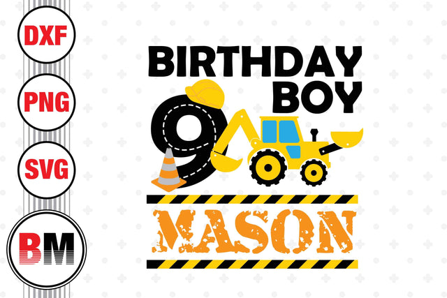 9th Birthday Boy Construction SVG, PNG, DXF Files SVG BMDesign 