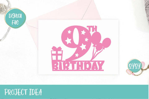 9th Birthday Cake Topper SVG | Nine Birthday Number SVG SVG OyoyStudioDigitals 