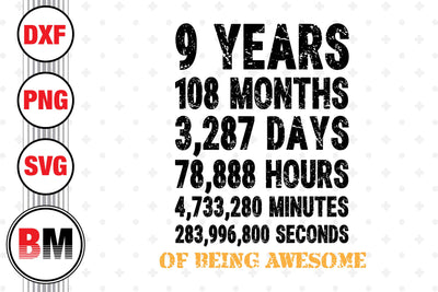 9th Birthday Countdown SVG, PNG, DXF Files SVG BMDesign 