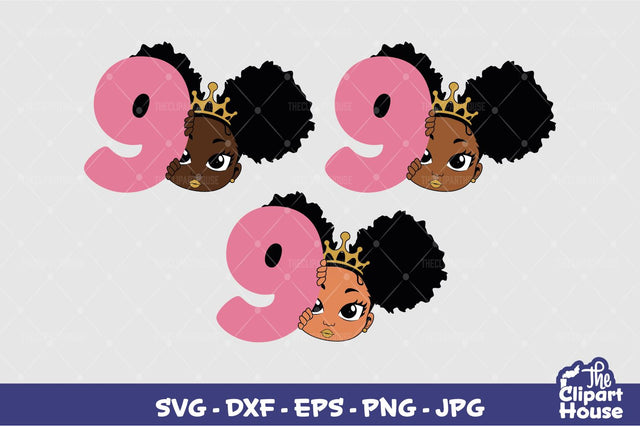 9th Birthday Girl Peek SVG The Clipart House 