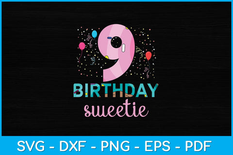 9th Birthday Sweetie Ice Cream Girl 9 Years Old Birthday Svg Design SVG artprintfile 