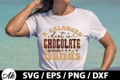 A balanced diet is chocolate in both hands Retro SVG SVG akazaddesign 