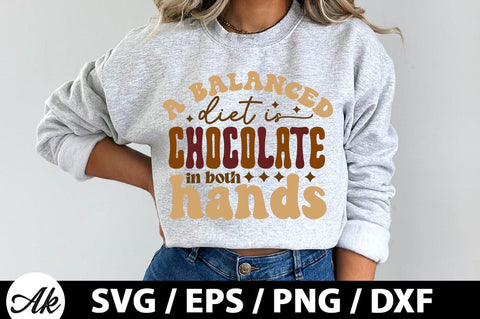 A balanced diet is chocolate in both hands Retro SVG SVG akazaddesign 