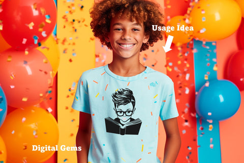 A boy reading SVG File. SVG Digital Gems 