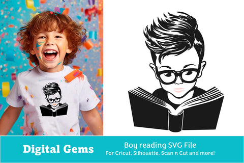A boy reading SVG File. SVG Digital Gems 