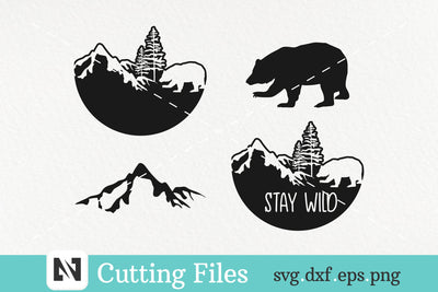 A Bundle of Bear and Mountain Silhouette Svg Vector File SVG Pinoyart Kreatib 