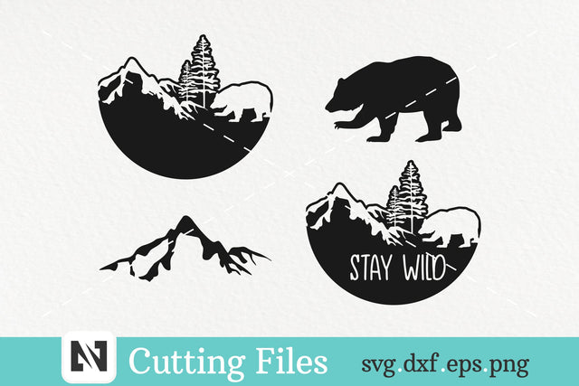 A Bundle of Bear and Mountain Silhouette Svg Vector File SVG Pinoyart Kreatib 