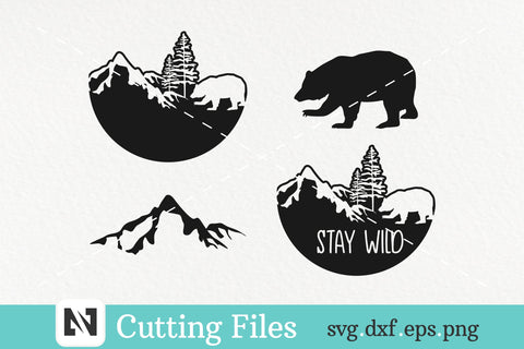 A Bundle of Bear and Mountain Silhouette Svg Vector File SVG Pinoyart Kreatib 