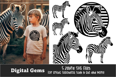 A Collection of 5 Zebra-Themed SVG Files SVG Digital Gems 