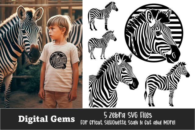 A Collection of 5 Zebra-Themed SVG Files SVG Digital Gems 