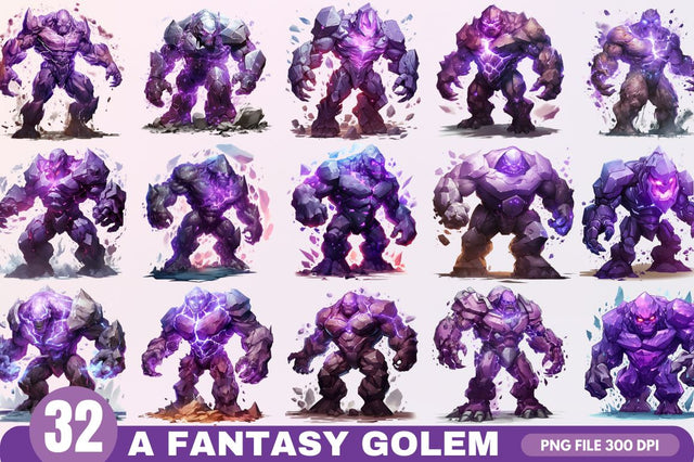 A Fantasy Golem with an Purple Aura Bundle SVG Regulrcrative 