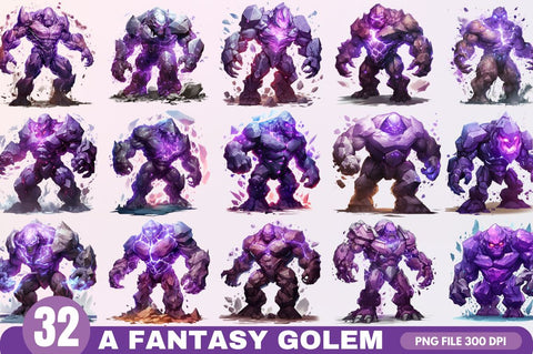 A Fantasy Golem with an Purple Aura Bundle SVG Regulrcrative 