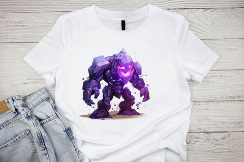 A Fantasy Golem with an Purple Aura Bundle SVG Regulrcrative 